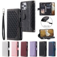 Vỏ Bao Da Điện Thoại Kiểu Ví Gập Có Khóa Kéo Cho iPhone 13 12 Mini 13 Pro Max Ốp