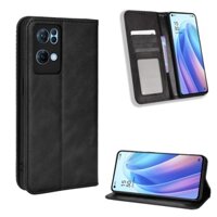 Vỏ Bao Da pu Điện Thoại Nắp Lật Nam Châm Kiêm Ví Đựng Thẻ Có Thể Làm Giá Đỡ Kiểu vintage Cho oppo reno 7 pro 5g