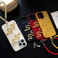 Vỏ bảo vệ biểu tượng vàng rắn mạ vàng sang trọng cho IPhone 15 Pro Max 14 Pro 13 12 16 11 Ốp lưng chống sốc 12 Promax