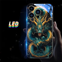 Vỏ bảo vệ điện thoại LED Vỏ điện thoại flash đầy màu sắc cho vỏ Iphone 15Pro 15promax 12 13 14Promax 11Promax 7 8Plus cho Apple Case XR XS Max rồng vàng