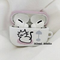 Vỏ Bảo Vệ Hộp Sạc Tai Nghe bluetooth Không Dây pro2 / 3 Cứng Hình Mèo Nhỏ Màu Hồng Và Trắng Kiểu Hàn Quốc