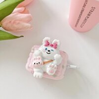 Vỏ Bảo Vệ Hộp Sạc Tai Nghe Bluetooth Không Dây AirPods Pro 1 / 2 gen3 Pro2 2022 Bằng Silicon tpu Mềm Hình Thỏ Đeo Nơ 3D Dễ Thương