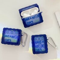 Vỏ Bảo Vệ Hộp Sạc Tai nghe không dây Airpods 1 2 3 Pro Bằng TPU Mềm Họa Tiết Sóng Biển Màu Xanh Dương Chống Rơi / Bụi Bẩn