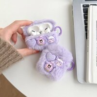 Vỏ Bảo Vệ Hộp Sạc Tai Nghe Apple Airpods 1 / 2 Pro 3 Phủ Lông Hình Kuromi Dễ Thương