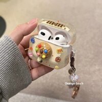 Vỏ Bảo Vệ Hộp Sạc Tai Nghe Không Dây Bluetooth BaseusW04PRO E3 Baseus M2 w04 E3 Họa Tiết Bánh Quy Đậu M Dễ Thương