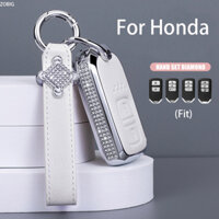 Vỏ Bọc Chìa Khóa Điều Khiển Từ Xa Bằng Hợp Kim Kẽm Phối Da Đính Kim Cương Giả Cho Honda Accord Civic CRV HR-V Pilot Odyssey