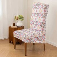 Vỏ bọc ghế ăn chống bụi Vỏ bọc ghế lưng cao in lụa sữa Vỏ bọc ghế đàn hồi trọn gói