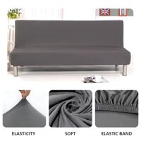 Vỏ Bọc ghế sofa giường vải thun màu trơn co giãn màu đen L