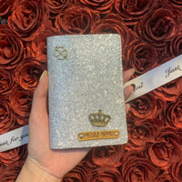 Vỏ bọc hộ chiếu da nhũ lấp lánh (free 1 charm, 1 name tag - chat mẫu)