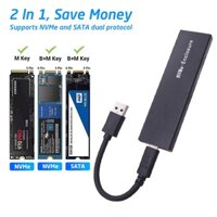 Vỏ bọc ssd usb loại c hộp đựng ssd m2 hộp đựng đĩa cứng bên ngoài cho m.2 ngff nvme sata m + b hộp đựng ổ cứng chính realtek rtl9210b