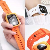 Vỏ bọc vòng tay silicon + Dây đeo cho Apple Watch S10 46mm Ultra 49mm 44mm 45mm Series 10 9 8 7 6 5 4