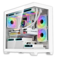 VỎ CASE AIGO C218M BLACK/WHITE - MATX, Màu Trắng, Case Bể Cá ( CHÍNH HÃNG )