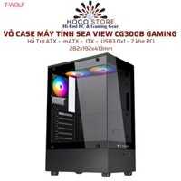 Vỏ Case Máy Tính Bể Cá T-WOLF CG300 Main ATX Màu Đen