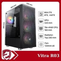Vỏ case máy tính Vitra Poseidon R03- Kèm 3 fan Led RGB/ mặt kính cường lực