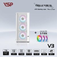 Vỏ Case VSP "Grille visual" V3 Trắng Đen (Sẵn 3Fan Led) lắp được main dual xeon