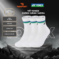Vớ Cầu Lông Yonex 145134 Chính Hãng Cổ Ngắn Qua Mắt Cá - Set 3 Đôi - Trắng Xanh - Dày - Êm Ái - Thắm Hút - Thoáng Khí