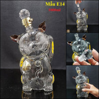 Vỏ Chai Rượu Thủy Tinh 1 Lít mẫu con mèo may mắn (mẹo) – Bình Đựng Rượu 12 Con Giáp 1000ML (E14)