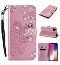 Vỏ cho samsung galaxy note 8 9 10 plus 10lite note 20ultra a7 2018 dễ thương diamond owl pu leather wallet case magnetic stand cover