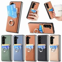 Vỏ Chống Sốc Cho Samsung Galaxy Z Fold6 Z Fold5 Fold4 Fold3 Túi Ví Doanh Nhân Cổ Điển Z Fold 6 5 4 3 Có Giá Đỡ Nhẫn Vỏ Điện Thoại