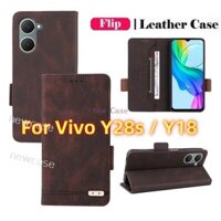 Vỏ Da Lật Cho Vivo Y28S 5G 2024 Y18 Y18E Y18S VivoY28s VivoY18 Vỏ Điện Thoại Khe Cắm Thẻ Ví Giá Đỡ Bảo Vệ Chống Sốc Vỏ Bcak