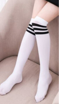 Vớ da ( tất) cao cổ sọc thể thao cho bé gái