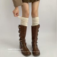 Vớ dài qua gối màu xám mùa thu cho nữ