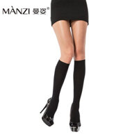 Vớ dày đến giữa bắp chân Manzi 80D, dài đến đầu gối, vớ ba xương cho sinh viên, nhung, phong cách Nhật Bản, nữ, lụa đen, bán buôn
