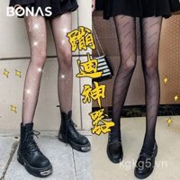 Vớ đen Bonas cho phụ nữ, vớ mỏng phong cách Ins, vớ tiệc, vớ lưới chữ cái nổi tiếng internet, vớ trắng JK