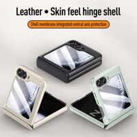 Vỏ điện thoại da có kính cho Samsung Z Flip6 Vỏ cứng chống sốc samung ZFlip6 Vỏ bảo vệ camera Galaxy Z Flip 6 ﻿