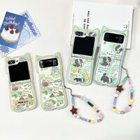 Vỏ điện thoại gấp chó cho HONOR MagicV Flip HUAWEI Pocket 2 P50S Nova Flip Casing có giá đỡ dây buộc