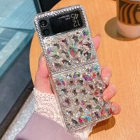 Vỏ điện thoại kim cương 3d bling sang trọng cho samsung galaxy z flip 3 zflip4 zfold 5 4 5g z fold2 rhinestone handmade pc vỏ cứng