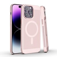 Vỏ điện thoại sạc từ tính bằng kim loại màu hồng Bảo vệ khung ống kính tản nhiệt cho iPhone 15 14 13 12 11 16 Pro Max 14 15 16 Plus Vỏ điện thoại di động chống sốc