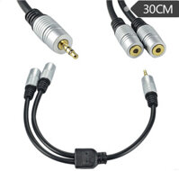 Vỏ Đồng Một Điểm Hai Cáp Âm Thanh Cặp Đôi Cáp Tai Nghe 3.5 Mm Cáp Nối Dài Âm Thanh Bộ Chia Tai Nghe 1 Điểm 2 Cấp 3
