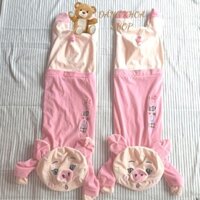 Vỏ Gấu Bông Lợn Mặc Áo Hồng Kute, Thú Nhồi Bông Heo Hồng Vải Nhung Co Dãn 4 Chiều Size 1m3
