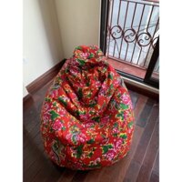 Vỏ ghế lười hạt xốp hoạ tiết công đỏ