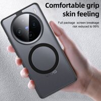 Vỏ giáp sạc không dây nam châm mờ trong suốt cho vivo x100 x100s x90 80 70 pro iqoo 12 neo 9 8 z9 z9x turbo s18 v30 Vỏ bọc cảm giác da Mặt sau chống sốc quân sự