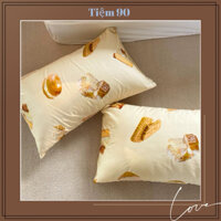 Vỏ gối cotton cao cấp họa tiết bánh quy decor phòng kiểu Hàn size 48x74cm