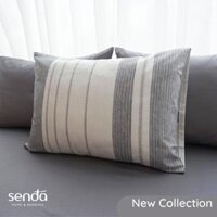 Vỏ gối Cotton Twill 40s 50x70 45x65 cm Sen Đá Home Bedding họa tiết, bao áo gối nằm cotton thô lụa cao cấp - Sọc len xám - 1 chiếc vỏ gối 50x70