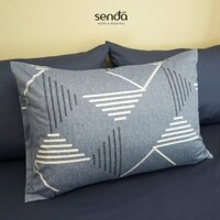 Vỏ gối Cotton Twill 40s 50x70 45x65 cm Sen Đá Home Bedding họa tiết, bao áo gối nằm cotton thô lụa cao cấp - Geo nhũ xanh - 1 chiếc vỏ gối 45x65