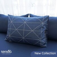 Vỏ gối Cotton Twill 40s 50x70 45x65 cm Sen Đá Home Bedding họa tiết, bao áo gối nằm cotton thô lụa cao cấp - Kẻ lưới xanh - 1 chiếc vỏ gối 50x70