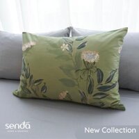 Vỏ gối Cotton Twill 40s 50x70 45x65 cm Sen Đá Home Bedding họa tiết, bao áo gối nằm cotton thô lụa cao cấp - Tú cầu rêu - 1 chiếc vỏ gối 50x70
