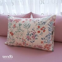 Vỏ gối Cotton Twill 40s 50x70 45x65 cm Sen Đá Home Bedding họa tiết, bao áo gối nằm cotton thô lụa cao cấp - Daisy đỏ - 1 chiếc vỏ gối 45x65