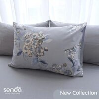 Vỏ gối Cotton Twill 40s 50x70 45x65 cm Sen Đá Home Bedding họa tiết, bao áo gối nằm cotton thô lụa cao cấp - Hoa cành xám - 1 chiếc vỏ gối 45x65