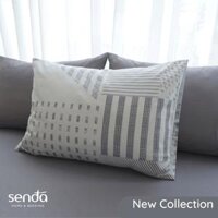 Vỏ gối Cotton Twill 40s 50x70 45x65 cm Sen Đá Home Bedding họa tiết, bao áo gối nằm cotton thô lụa cao cấp - Geo vân xám - 1 chiếc vỏ gối 45x65