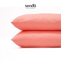 Vỏ gối Cotton Twill Hàn Quốc 50x70 45x65 cm Sen Đá Home Bedding trơn màu, bao áo gối nằm cotton 40s thô lụa cao cấp - Hồng cam - 1 chiếc vỏ gối 50x70