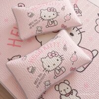 Vỏ gối Hello Kitty mùa hè bằng lụa lạnh, vỏ gối latex cho bé gái, vỏ gối sợi KT