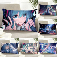 Vỏ gối hình chữ nhật MIKU in hai mặt vỏ gối polyester hoạt hình vỏ gối ôm trang trí xe hơi ghế sofa