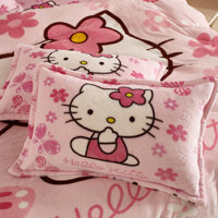 Vỏ gối Kitty Flannel Jingle Cat Vỏ gối đơn Hello Kitty Coral Fleece (không có gối)