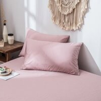Vỏ gối nằm cotton tici Lidaco kích thước tiêu chuẩn 1 chiếc - Hồng phấn - 45x65cm