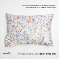 Vỏ gối nằm Lụa Tencel 60S họa tiết - Bách thảo tím
